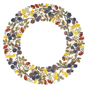 Blomsterkrans, malet af Gerda Thomsen